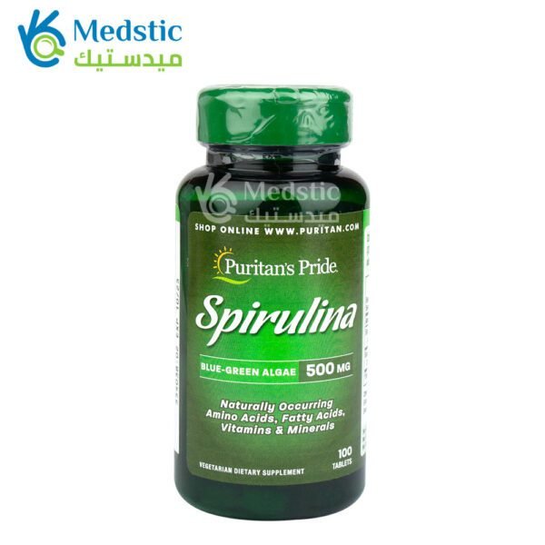 كبسولات السبيرولينا لدعم المناعة Spirulina Puritan’s Pride 100 كبسولة 500 ملجم