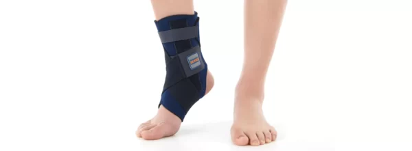 Cross strap ankle support with stays for sprains