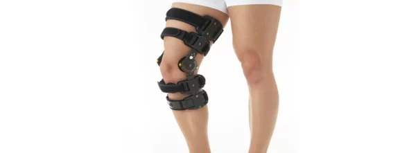 Post-Operative ROM knee brace for pain with revolving dial lock