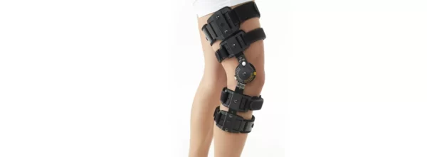 Post-Operative ROM knee brace for pain with revolving dial lock