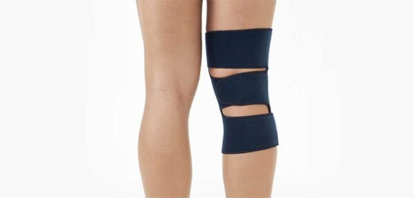 Open patella knee brace for sprains