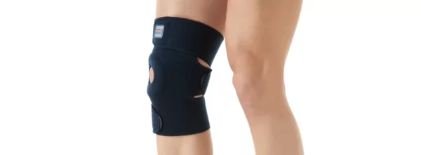 Open patella knee brace for sprains