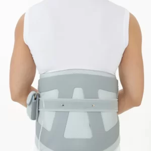 Lumbar orthosis brace with inflatable compression for pain