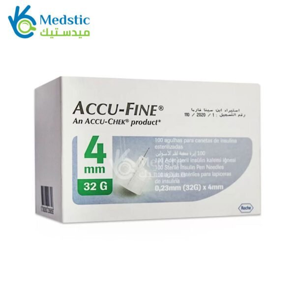 أكيو فاين ابر معقمة لقلم الانسولين 100 ابرة accu-fine 4mm 32g