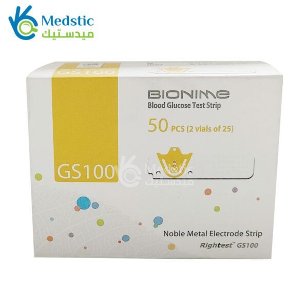 شرايط بايونيم سويسري لقياس السكر Bionime GS 100 Blood Glucose Test Strips - 50 Pcs