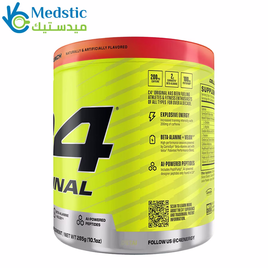 مكمل ال c4 لزيادة النشاط والتركيز C4 Original Pre-Workout Supplement, 30 Servings, 285g, with Beta-Alanine and Peptides, Fruit Punch مكمل ال c4 قبل التمرين