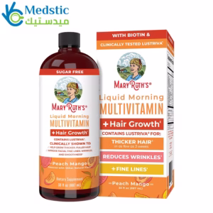 ملتي فيتامين ماري روث للشعر – liquid morning multi vitamin + hair growth peach mango, Mary Ruth's 450 ml ملتي فيتامين ماري روث للشعر – liquid morning multi vitamin + hair growth peach mango, Mary Ruth's 450 ml