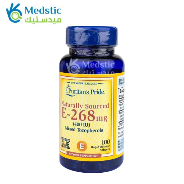 اقراص فيتامين ه توكوفيرل مضادات أكسدة لحماية الجسم من الأمراض Vitamin E Mixed Tocopherols 268 puritan’s pride ملجم 100 كبسولة