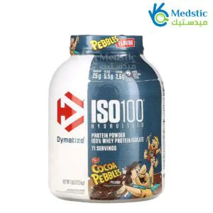 مسحوق ايزو 100 البروتين المتحلل لبناء العضلات نكهة الكاكاو 1.4 كجم 43 حصة ديماتيز ISO 100 HYDROLYZED PROTEIN POWDER