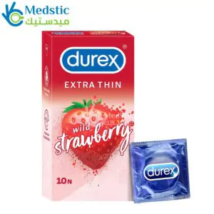 Durex Real Feel Extra Thin Wild Strawberry Flavoured Condoms for Men 10 pieces