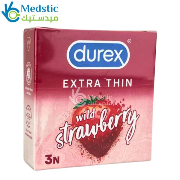 Durex Strawberry Flavoured Extra Thin Condoms for Men 3 Pieces